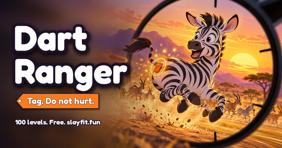 Authentic Dart Ranger game artwork showing the ranger, scope, orange dart and safe wildlife targets across several habitats